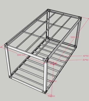 Kontejnerový rám 6x3 m šikmá střecha A - 3