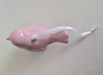 Růžový keramický ptáček dekorace ozdoba zavěšení - 3