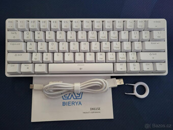 Herní klávesnice Dierya DK61se,60% bílá,modré/červené switch - 3