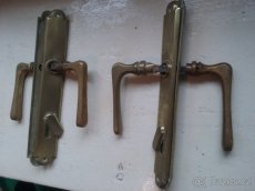 Dveřní mosazné kování, rozteč 90mm, různé druhy, více kusů - 3