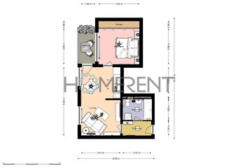 Pronájem bytu 2+kk s výhledem do zeleně (46m²), Liberec - Ro - 3