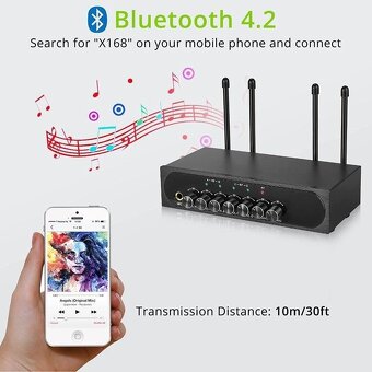 výkonný 4 kanálový UHF mikrofonní systémLiNKFOR. - 3