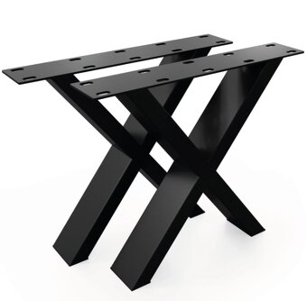 Kovové nohy na stůl ve tvaru X černé (2 ks v sadě) - 3
