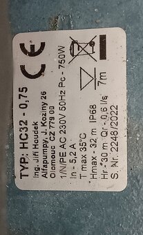 Podnorné čerpadlo HC32 230V s plovákem - 3