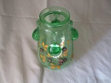 Váza zelené sklo se skleněnými nálepy 30.l. 20.st - 3