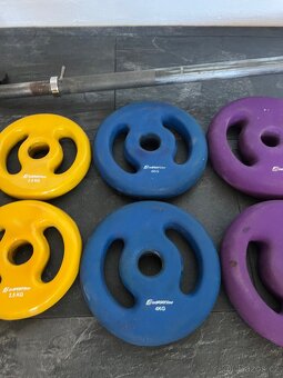 Prodám sadu činky inSPORTline 80 kg (tyč + kotouče) - 3