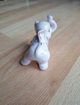 Porcelánový slon - růžový porcelán - 3