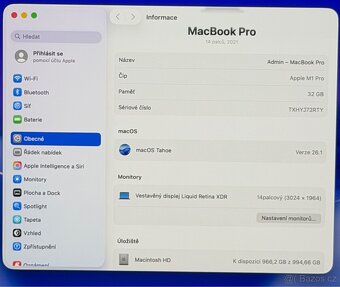 MacBook Pro 14” CTO 2021 /32GB/M1 Pro/1TB SSD DISK/Záruka - 3