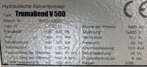 Lis - ohraňovací TrumaBend V 500 - 3