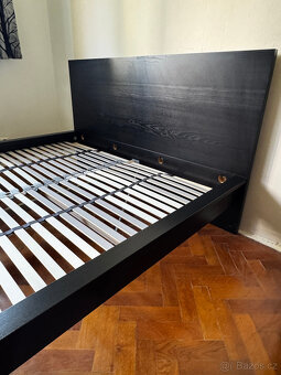 Rám postele, IKEA MALM černohnědá dýha + rošty LÖNSET - 3