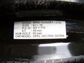 Plechové disky OPEL ASTRA G, VECTRA B 5x110 6x15 ET49 - 3