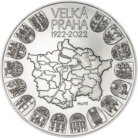 1 kg stříbrná mince 10 000 Kč založení Velké Prahy 2022 - 3