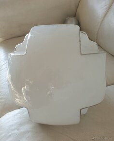 Starožitný lustr - velké skleněné stínítko na tyči - 3