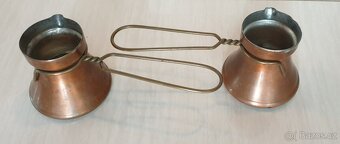 Starožitné měděné džezvy na kávu 2 ks - 3