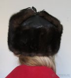 Čepice, ušanka dámská, norek a kůže - 3