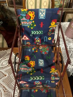 Starý retro kočárek pro panenky – kovový rám,60.–70. léta - 3