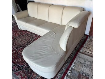 Krémová kožená rohová sedačka,5249 - 3
