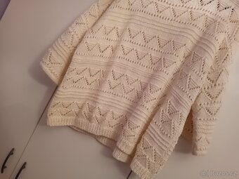 Bílý pletený krémový Vintage svetr, velikost XL - 3