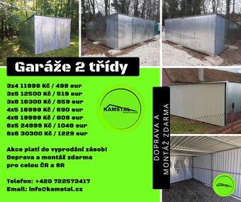 Celá ČR, garáž 3x5m, 3x6, 4x5, 4x6, 6x5, 6x6, 2 třida, bouda - 3