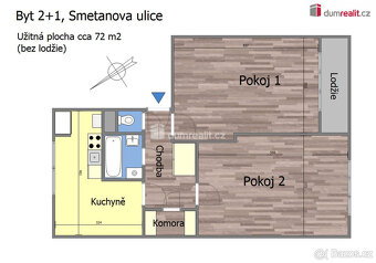 Pronájem bytu Smetanova, Mělník, 2+1 - 3
