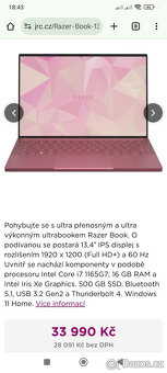 Dotykovy ultrabook Razer Book 13 -RZ09-0357 Pink / Core i7 - 3