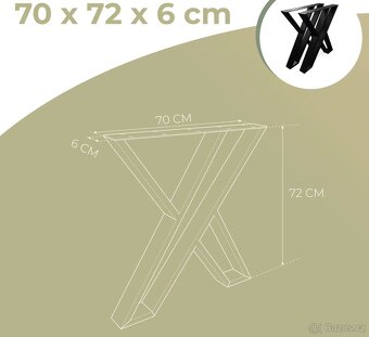 Kovové nohy na stůl – tvar X (2 ks v sadě) - 3