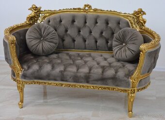 Zámecké řezbované sofa s amorky - čalouněné - 3