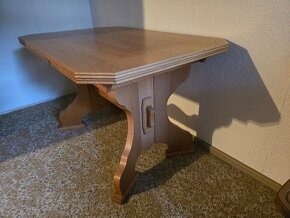 Lavice rohová, stůl a 2 židle - masivní dřevo - 3