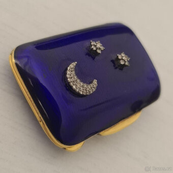 Ruská krabička stříbrná 88 pozlacená smaltem a diamanty - 3