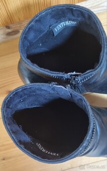 Dámské černé kožené kotníkové zimní boty - 3