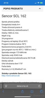 Pračka Sencor SCL 162 A++ - 3