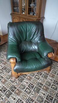 Dřevěné křeslo s koženým potahem - 3