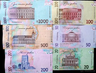 Sada pamětních bankovek Ukrajiny 20 - 1000 Hřiven - 3
