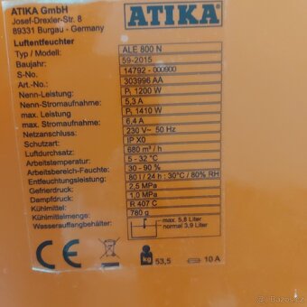 Vysoušeč odvlhčovač Atika 800 - 3