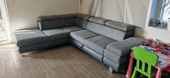 Rohová rozkládací sedací souprava + úložný prostor - 3