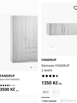 2x šatní skříň s nástavcem v pěkném stavu. Doprava možná - 3