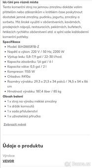 Zmrzlinový stroj Vevor bjh288sr1b-z - 3