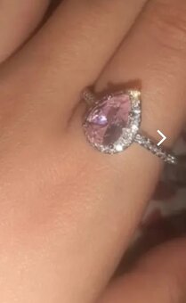 Nový dámský stříbrný prsten 925 slza slzicka růžový kámen - 3