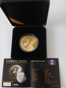 Stříbrná mince s rutheniem a zlatem , číslováno - 3