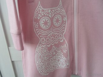 Růžová dlouhá mikina na zip s kapucí - XS, S - 3