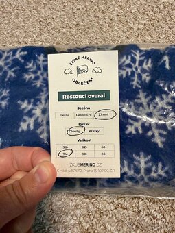 Rostoucí merino-fleece overal 74-80-86, TOP stav, Dvojčata - 3