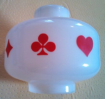 STÍNÍDLO LUSTRU SKLENĚNÉ BÍLÉ+MOTIVY, STARÉ STAROŽITNÉ RETRO - 3