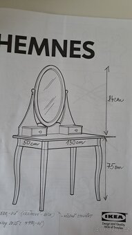 Toaletni stolek se zrcadlem a stolička IKEA - 3