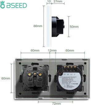 Dotykový spínač Bseed z bílého skla - 3