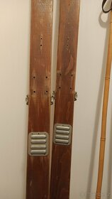 Staré dřevěné lyže + Bambusové hůlky - 3