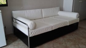 Chromovaný funkcionalistický gauč - pravá kůže - 3