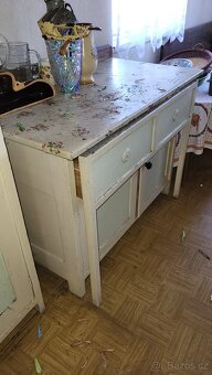 Historická kuchyňská kredenc + mycí stůl ze Sudet - 3