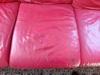 Kožená červená pohovka Natuzzi - 3
