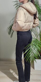 Dámská prošívaná bunda crop béžová vel XS - 3