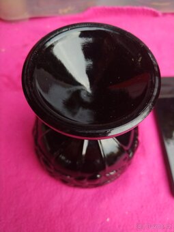 Skleněný černý pohár, motiv třešně - 3